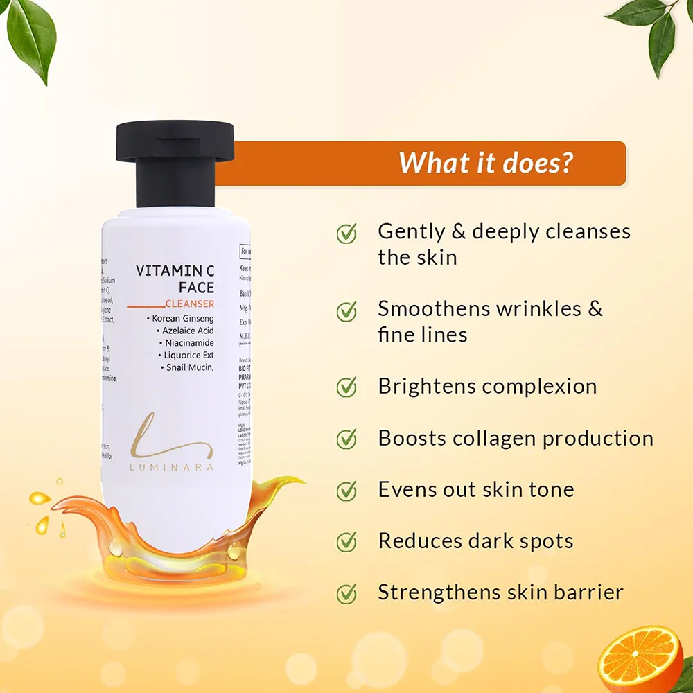 vitamin c face cleanser with pro vitamin b5 & aha | oil control & deep cleansing face wash vitamin c face cleanser with pro vitamin b5 & aha | oil control & deep cleansing face wash