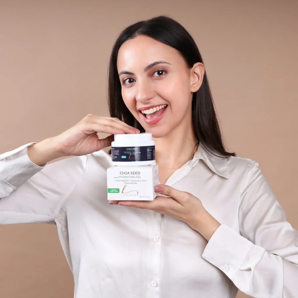 chia seed hydrating gel with hyaluronic acid, ceramides & niacinamide | deep hydration & skin barrier mostorizer