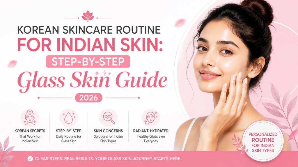Korean Skincare Routine for Indian Skin: Step-by-Step Glass Skin Guide (2026) Korean Skincare Routine for Indian Skin: Step-by-Step Glass Skin Guide (2026)